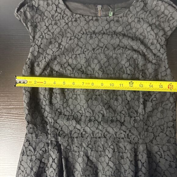 Benetton Womens Cotton Black Lace Dress Med‎ Classic Minimalist Feminine Career - Picture 11 of 12